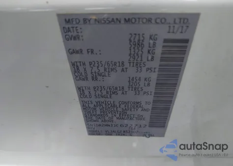 2018 Nissan Pathfinder Sl from USA, damaged, VIN 5N1DR2MN3JC622712